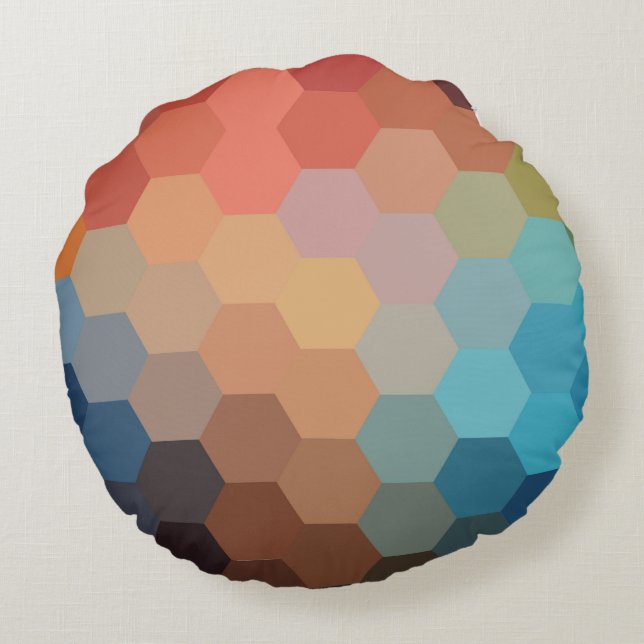 Rainbow Hexagon Chevron Pattern Throw Pillow (Back)