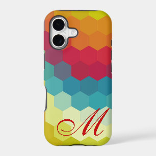 Rainbow Hexagon Pattern and Monogram 2