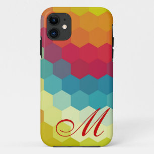 Rainbow Hexagon Pattern and Monogram 2 iPhone 11 Case