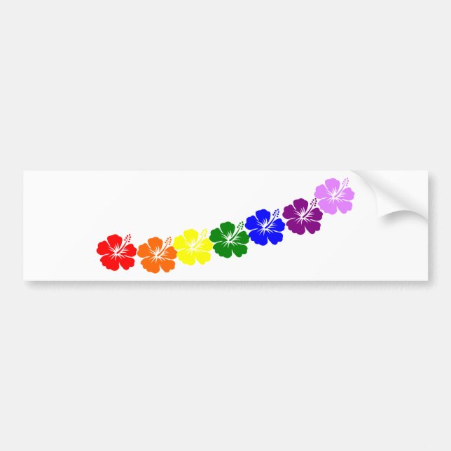 Rainbow hibiscus lei design bumper sticker (Front)