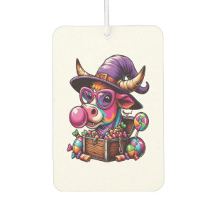 Rainbow Highland Cow Halloween Car Air Freshener