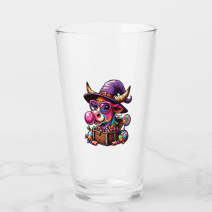 Rainbow Highland Cow Halloween Glass