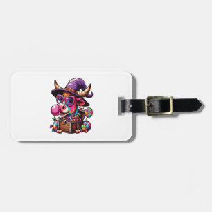Rainbow Highland Cow Halloween Luggage Tag