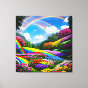 Rainbow Hills and Flowers Two Canvas Print