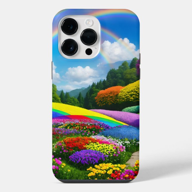 Rainbow Hills and Flowers Two iPhone Case (Back)