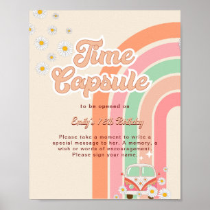 Rainbow Hippie 70's 1st birthday Time Capsule Sign