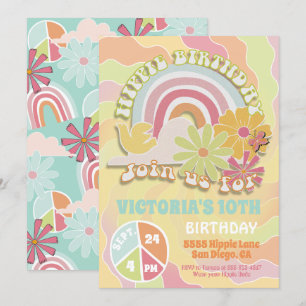 Rainbow Hippie Birthday Party Invitation