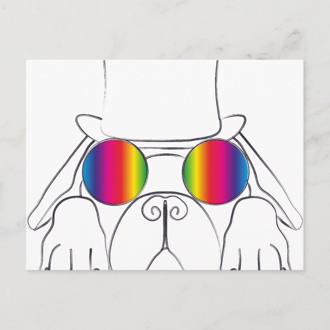 Rainbow Hippie Dog Postcard (Front)