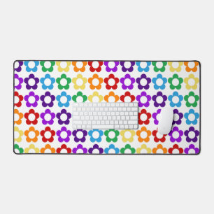 Rainbow hippie flowers pattern desk mat