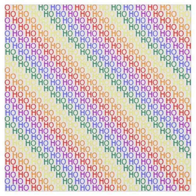 Rainbow Ho Ho Ho Pattern Fabric (Close Up)