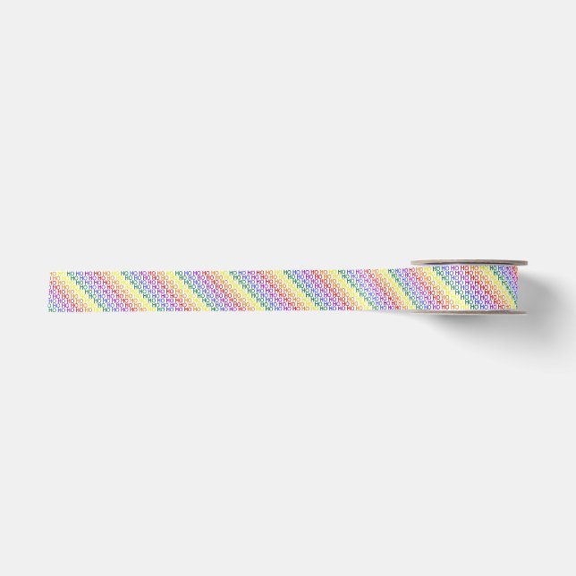 Rainbow Ho Ho Ho Pattern Ribbon Satin Ribbon (Front)