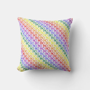 Rainbow Ho Ho Ho Pattern Throw Pillow