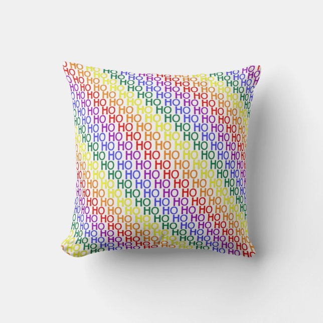 Rainbow Ho Ho Ho Pattern Throw Pillow (Front)