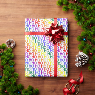 Rainbow Ho Ho Ho Pattern Wrapping Paper