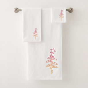 Rainbow Holiday Scribble Tree + Star Bath Towel Set