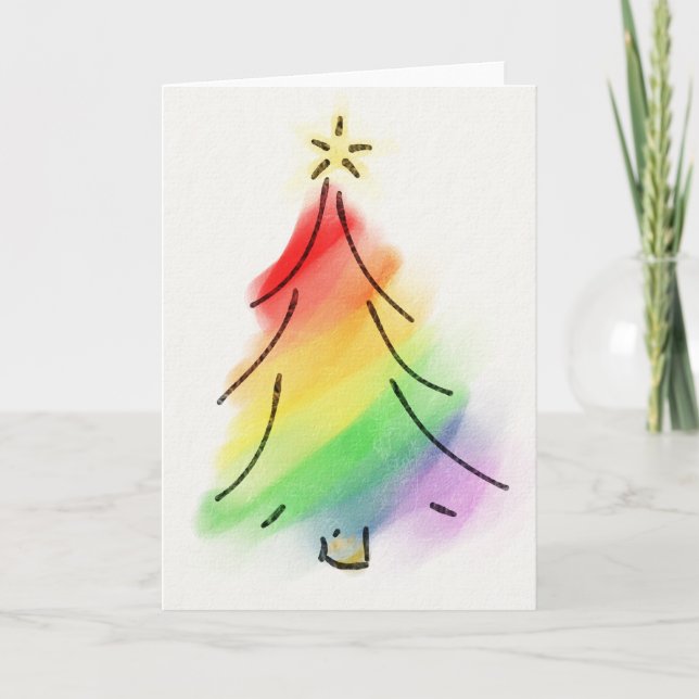 Rainbow Holiday Tree Card (Front)