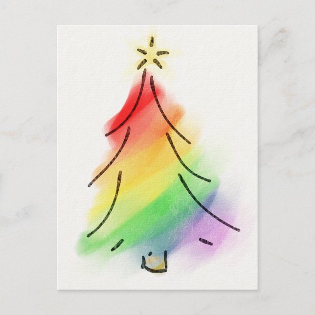 Rainbow Holiday Tree Postcard (Front)