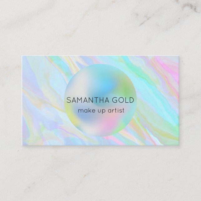 Rainbow Holographic Aesthetician Qr Code Business  Business Card (Front)