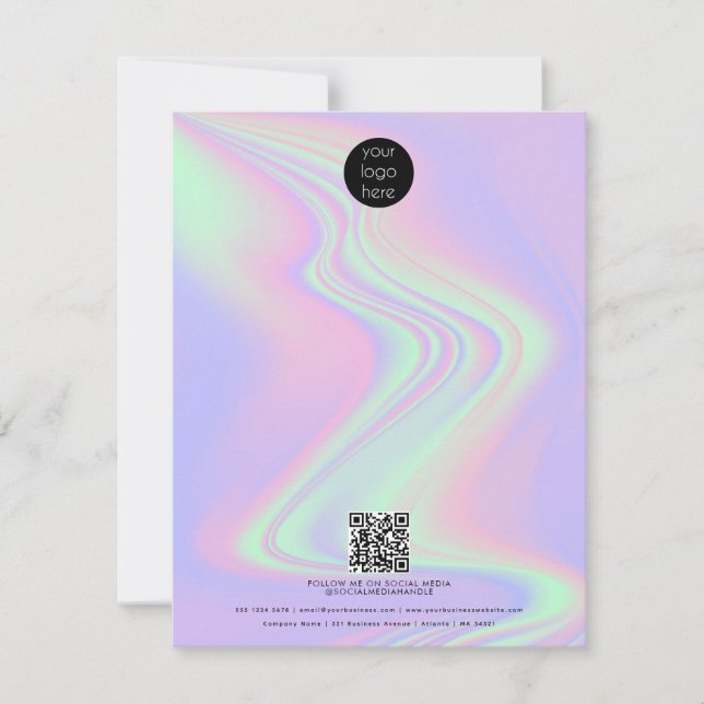 Rainbow Holographic Business Logo QR Code Card (Front)