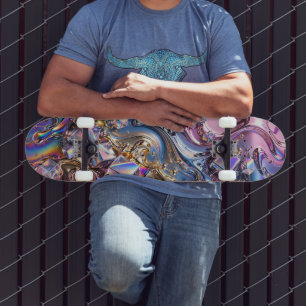 Rainbow Holographic Chrome Skateboard