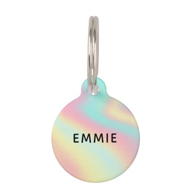Rainbow Holographic Custom Name Pet Tag (Front)