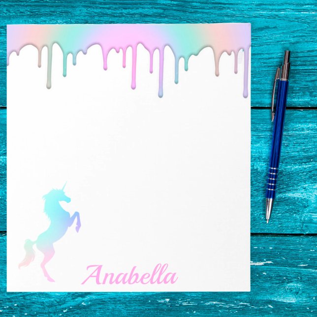 Rainbow Holographic Drips Unicorn Custom Name Notepad (Creator Uploaded)