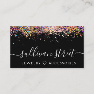 Rainbow Holographic Glitter Jewellery Boutique  Business Card