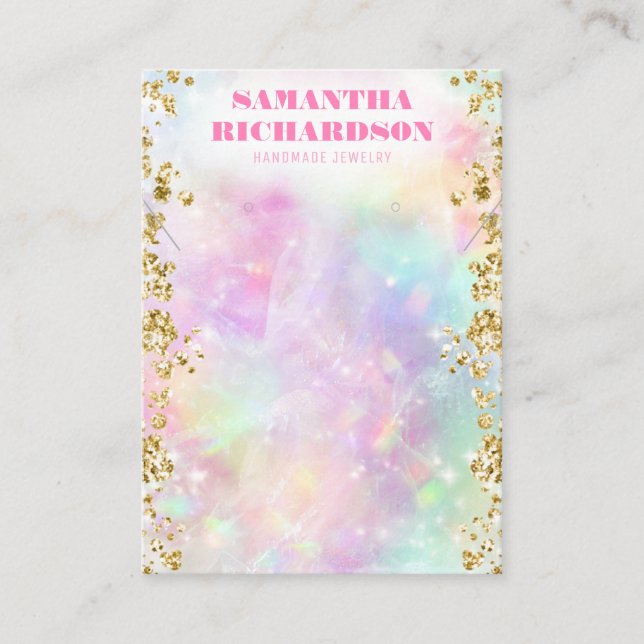 Rainbow Holographic Iridescent Jewellery Display Business Card (Front)