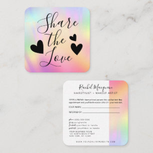 Rainbow Holographic Iridescent Unicorn Script Referral Card