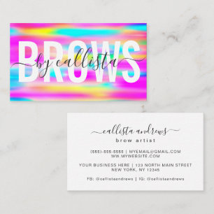 Rainbow Holographic Typography Eyebrow Artist Business Card