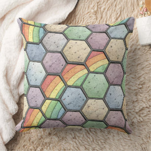 Rainbow Honeycomb Mosaic – Hexagonal Tile Cushion