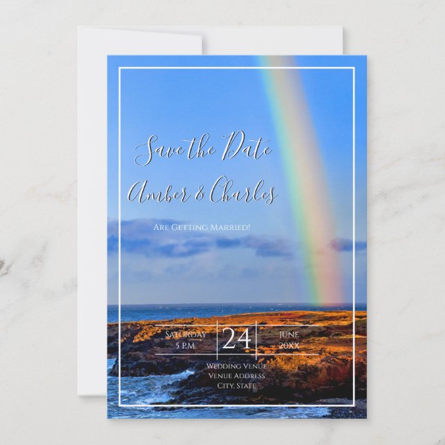 Rainbow, Hope & Happiness, Wedding Save the Date Invitation (Front)