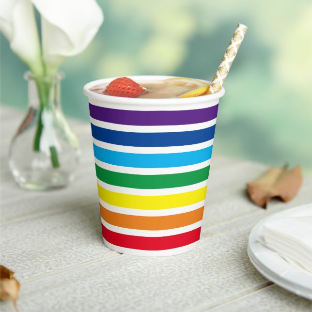 Rainbow Horizontal Stripes Paper Cups (Insitu)
