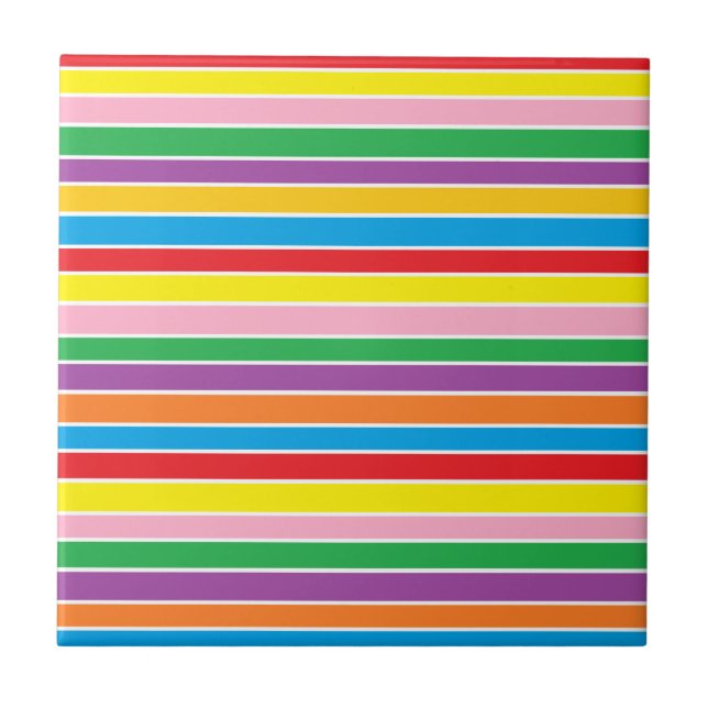 Rainbow Horizontal Stripes Tile (Front)