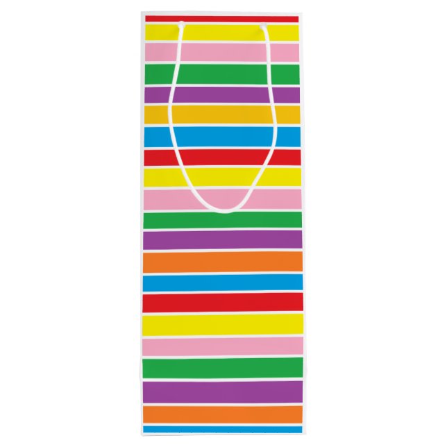 Rainbow Horizontal Stripes Wine Gift Bag (Back)