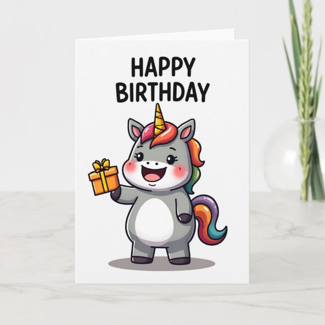 Rainbow Horn Birthday Card (Front)