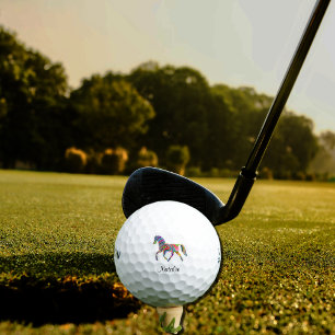 Rainbow horse - add name golf balls