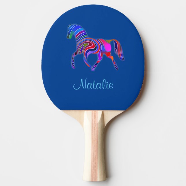 Rainbow horse - add name  ping pong paddle (Front)