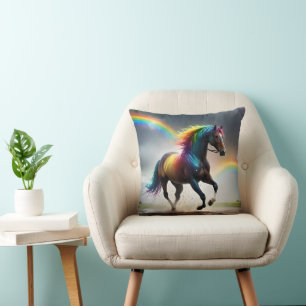 Rainbow Horse And Rainbows Rain Dance, Cushion