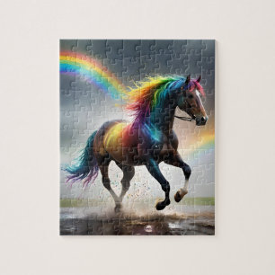 Rainbow Horse And Rainbows Rain Dance, Jigsaw Puzzle