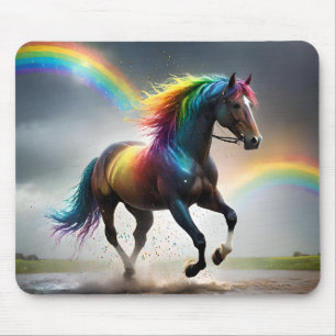 Rainbow Horse And Rainbows Rain Dance, Mouse Mat