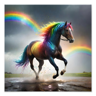 Rainbow Horse And Rainbows Rain Dance, Photo Print