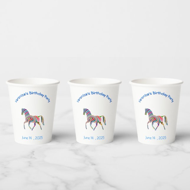 Rainbow horse - birthday party  paper cups (Multi)
