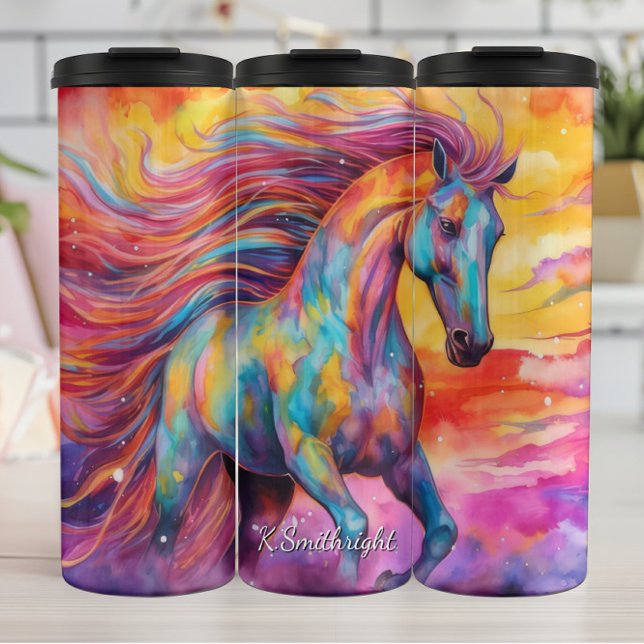 Rainbow Horse Colourful Abstract Dreamscape Thermal Tumbler (Creator Uploaded)