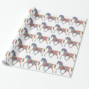 Rainbow horse design wrapping paper