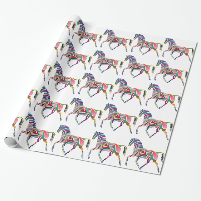 Rainbow horse design wrapping paper (Unrolled)