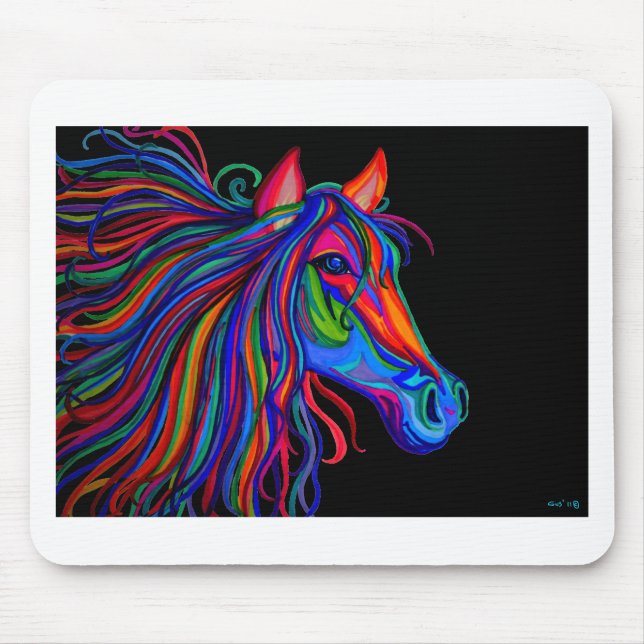 rainbow horse head mouse mat (Front)