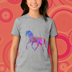 Rainbow horse in  psychedelic colours Tri-Blend shirt