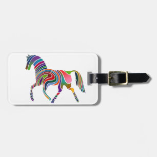 rainbow horse luggage tag