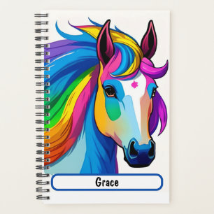 Rainbow Horse Planner With Customizable Nametag